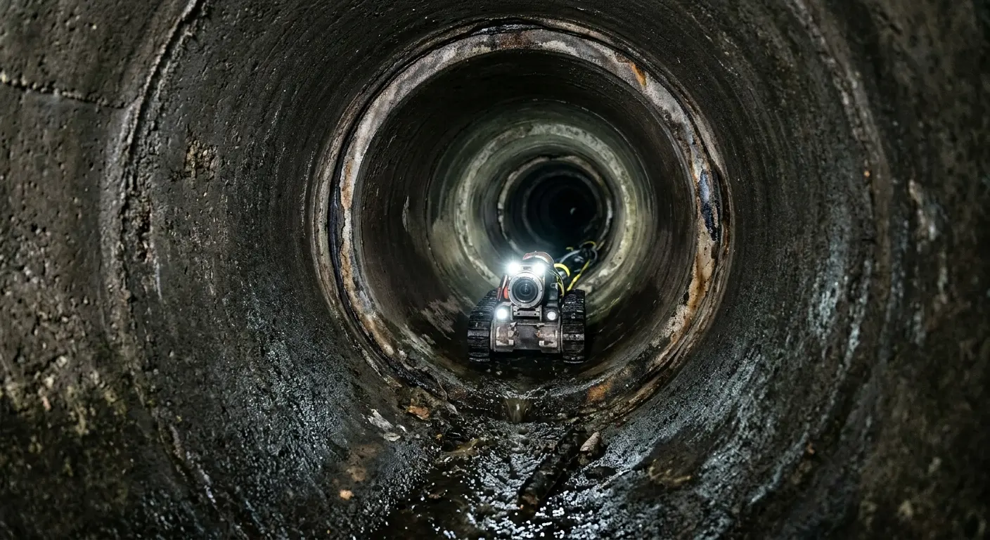 Robotic sewer camera inspecting pipe interior for Sewer Line Repair in Alondra Park